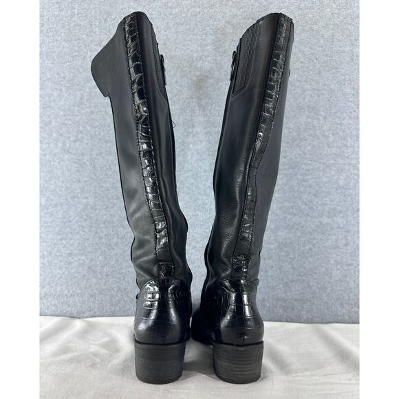 UGG Womens sz 7.5/8 Barton Croco Tall Black Leather Riding Boot Classic SEE DISC - Picture 4 of 14